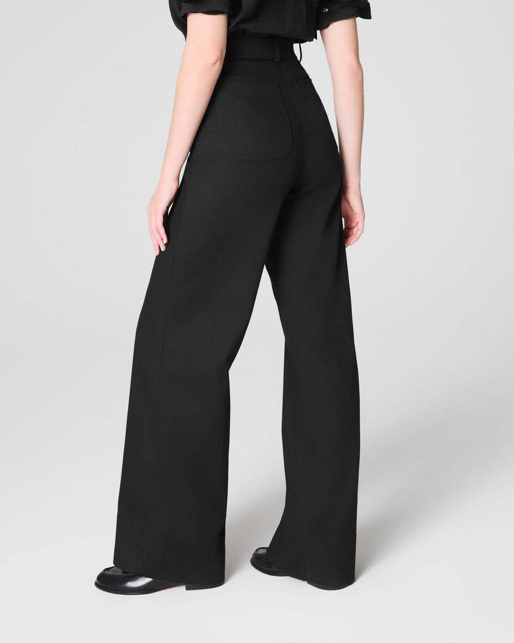 Tummy Control Twill Cropped Wide Leg Pant