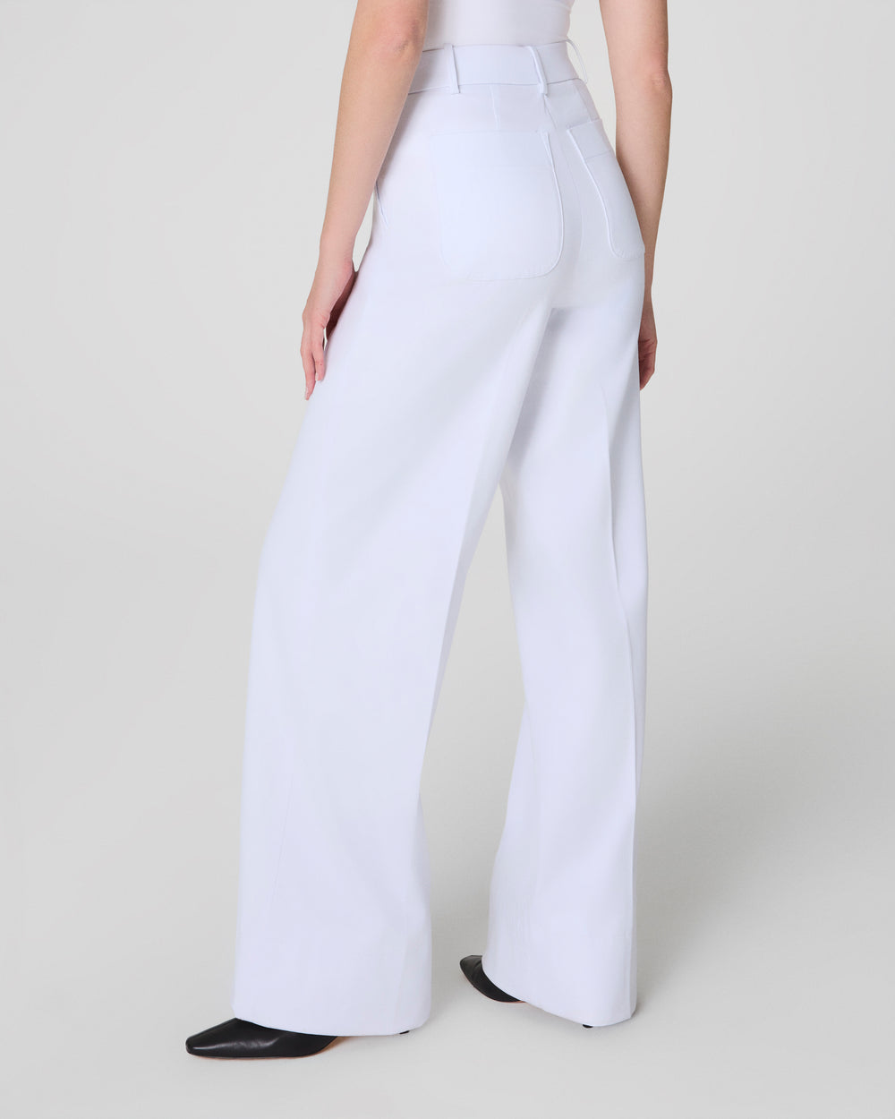 Tummy Control Twill Cropped Wide Leg Pant