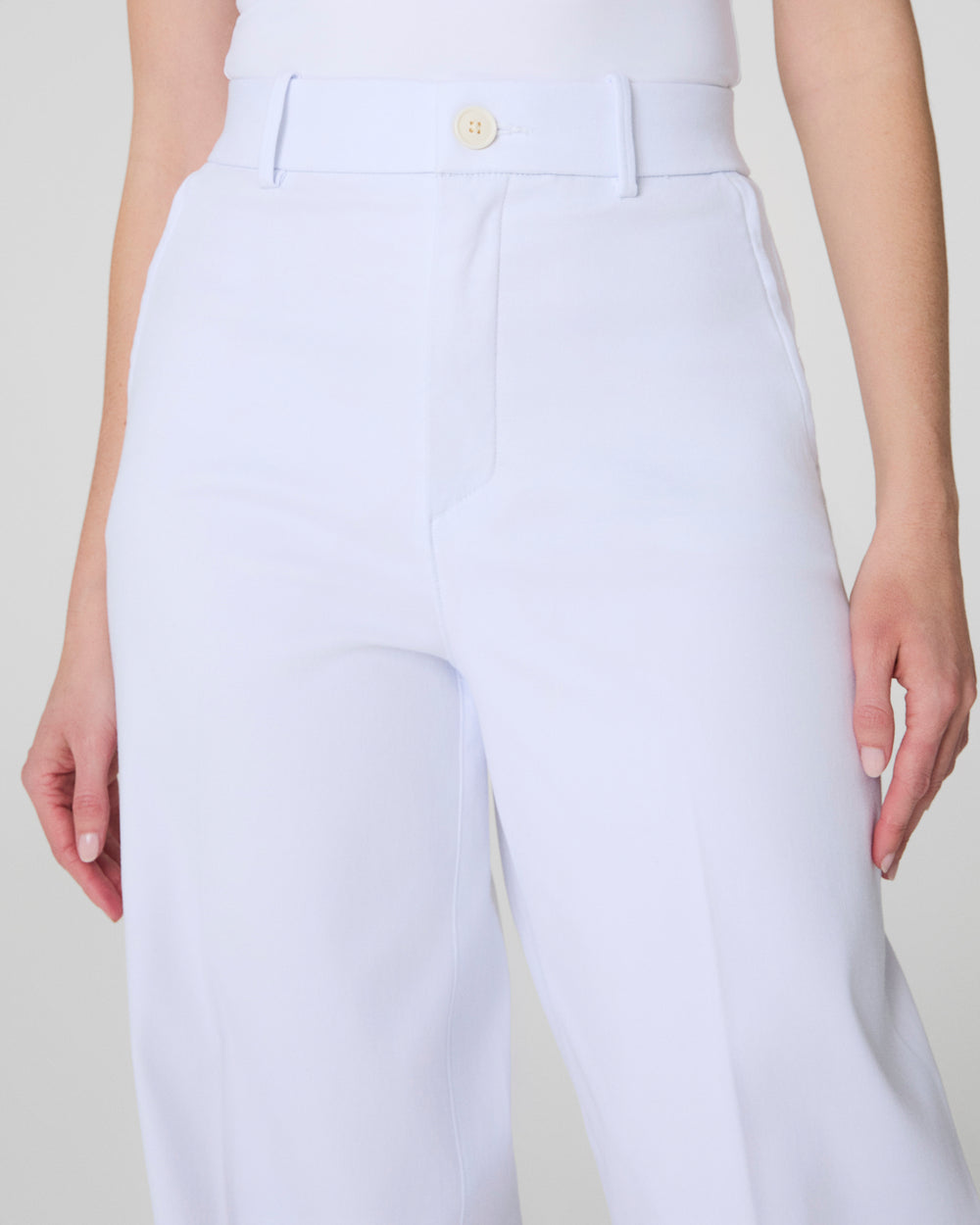 Tummy Control Twill Cropped Wide Leg Pant