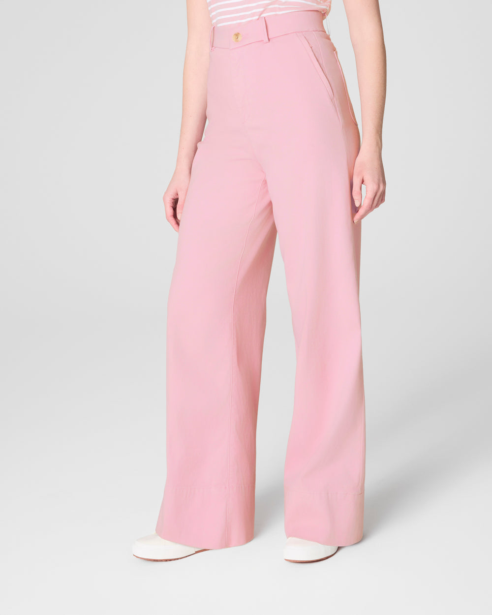 Tummy Control Twill Cropped Wide Leg Pant