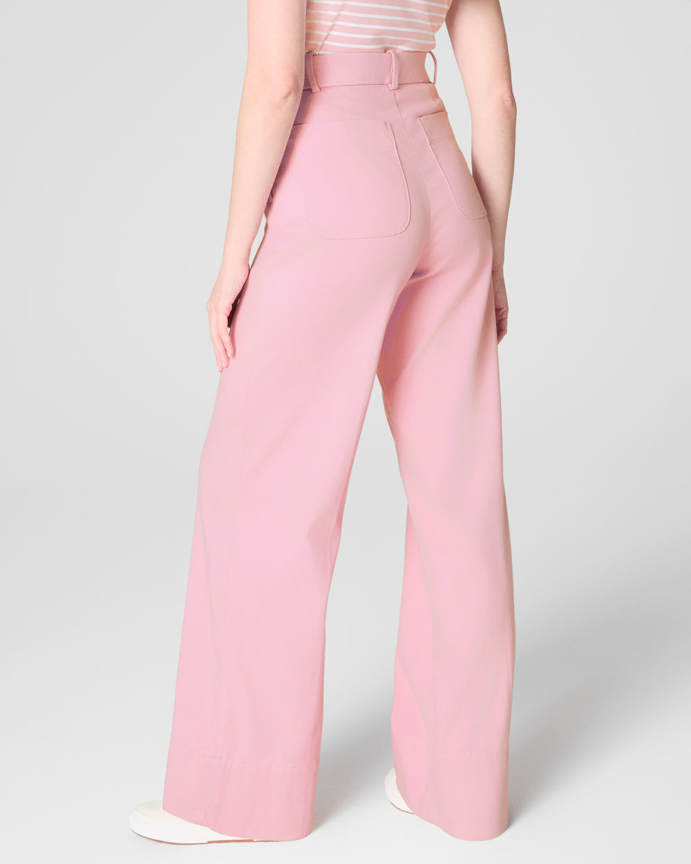Tummy Control Twill Cropped Wide Leg Pant
