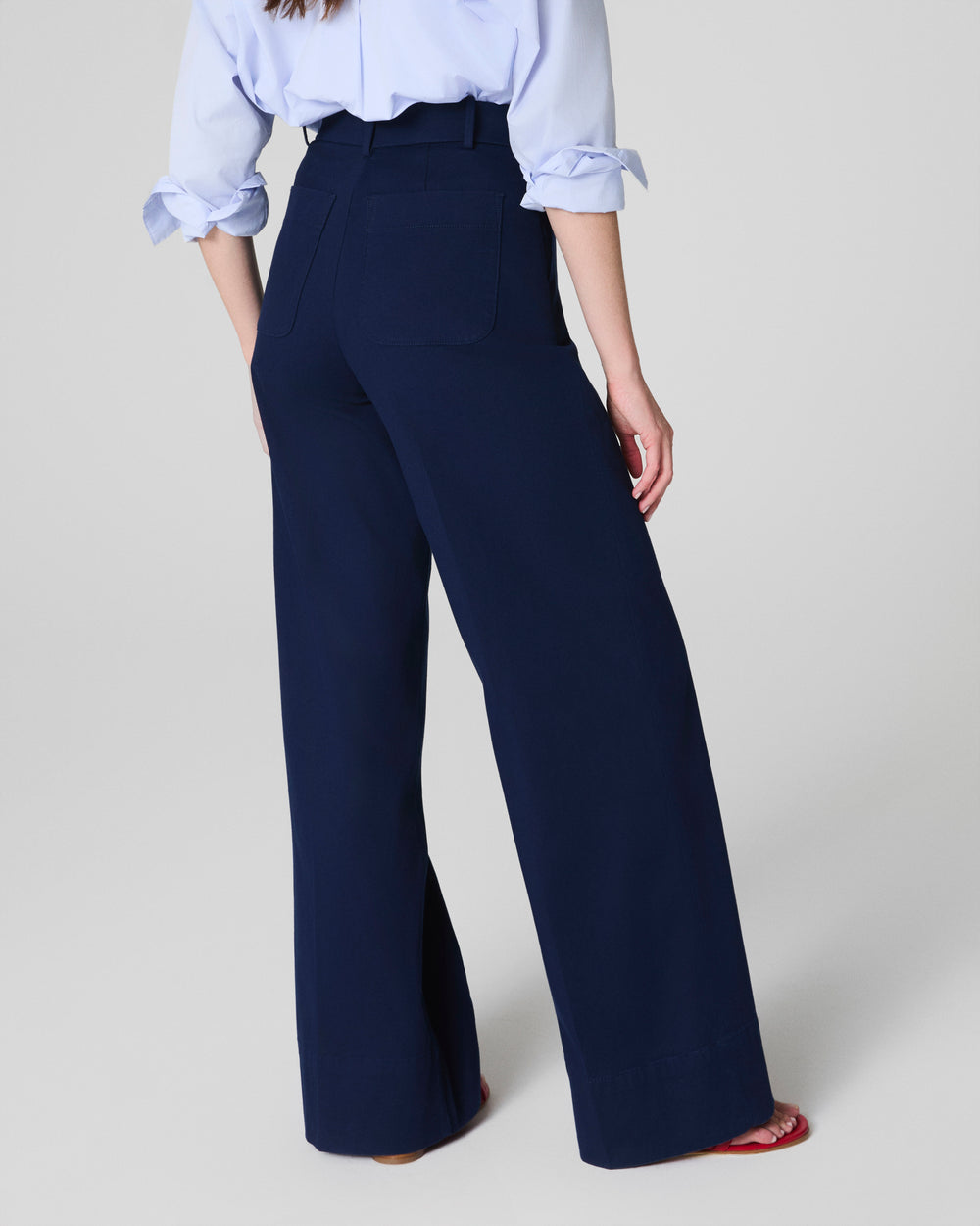 Tummy Control Twill Cropped Wide Leg Pant