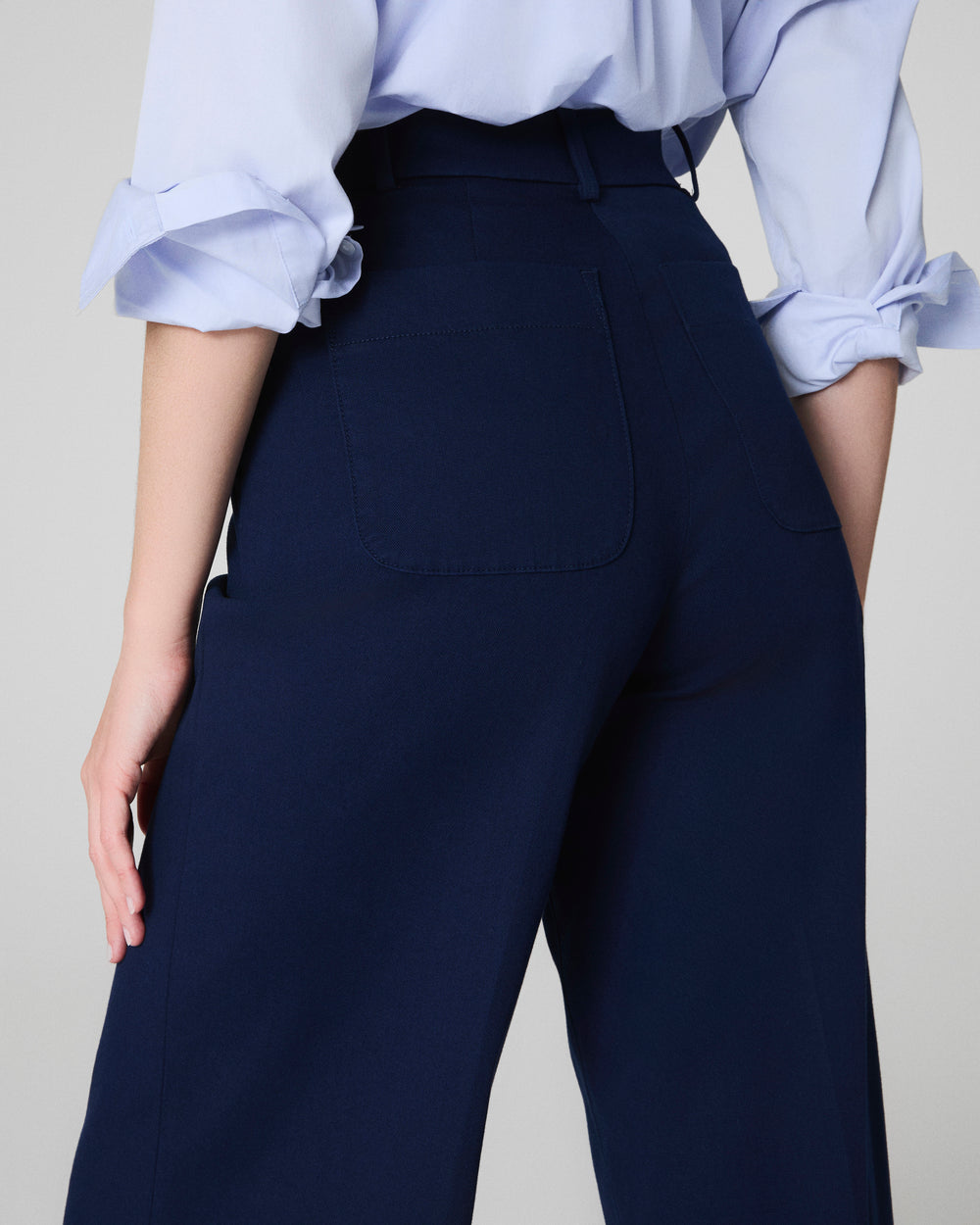 Tummy Control Twill Cropped Wide Leg Pant