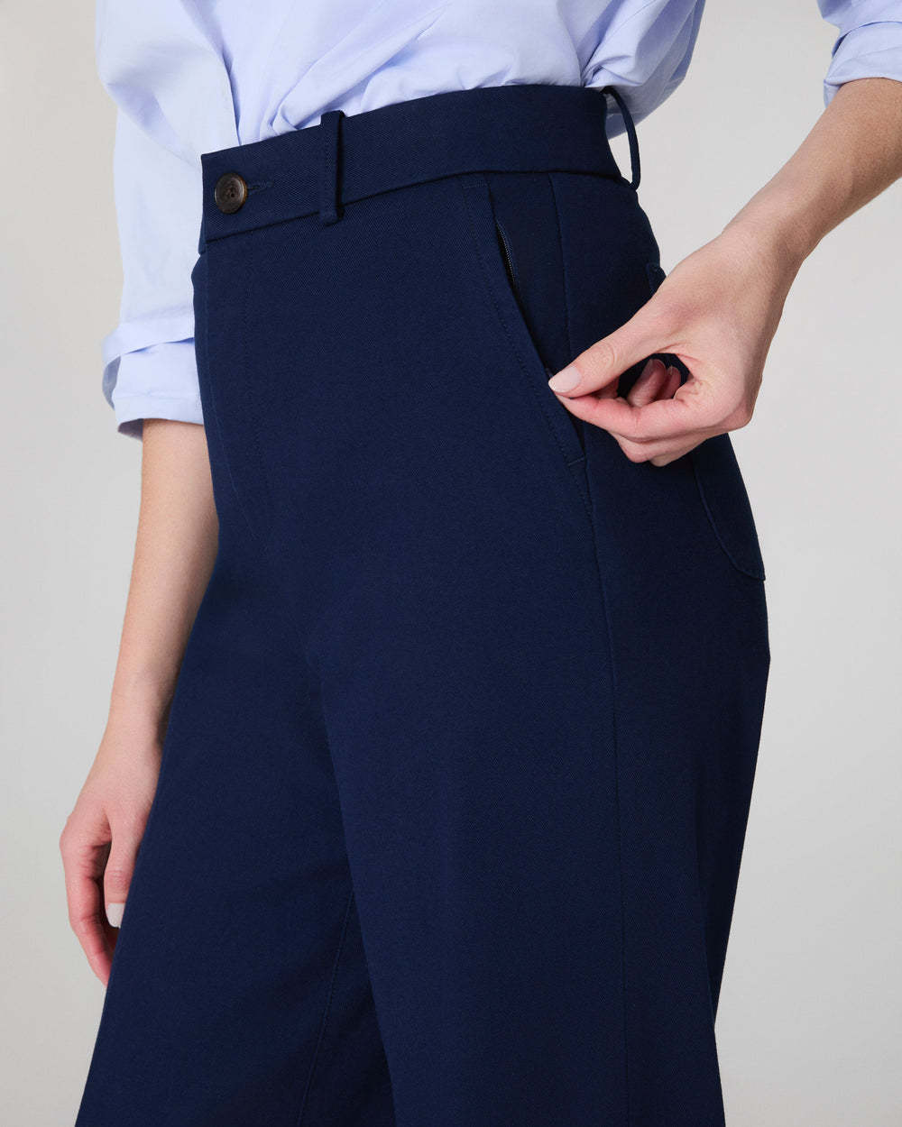 Tummy Control Twill Cropped Wide Leg Pant