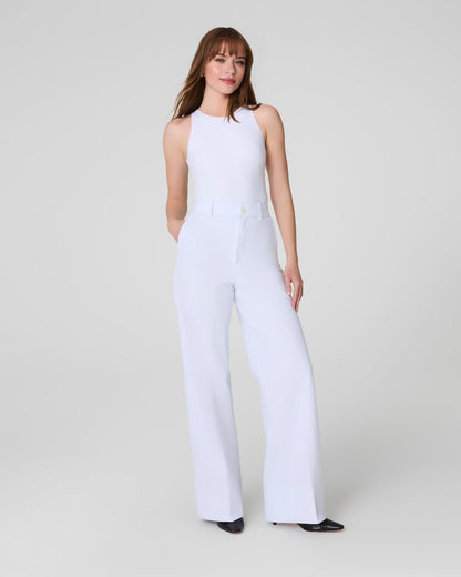 Tummy Control Twill Cropped Wide Leg Pant