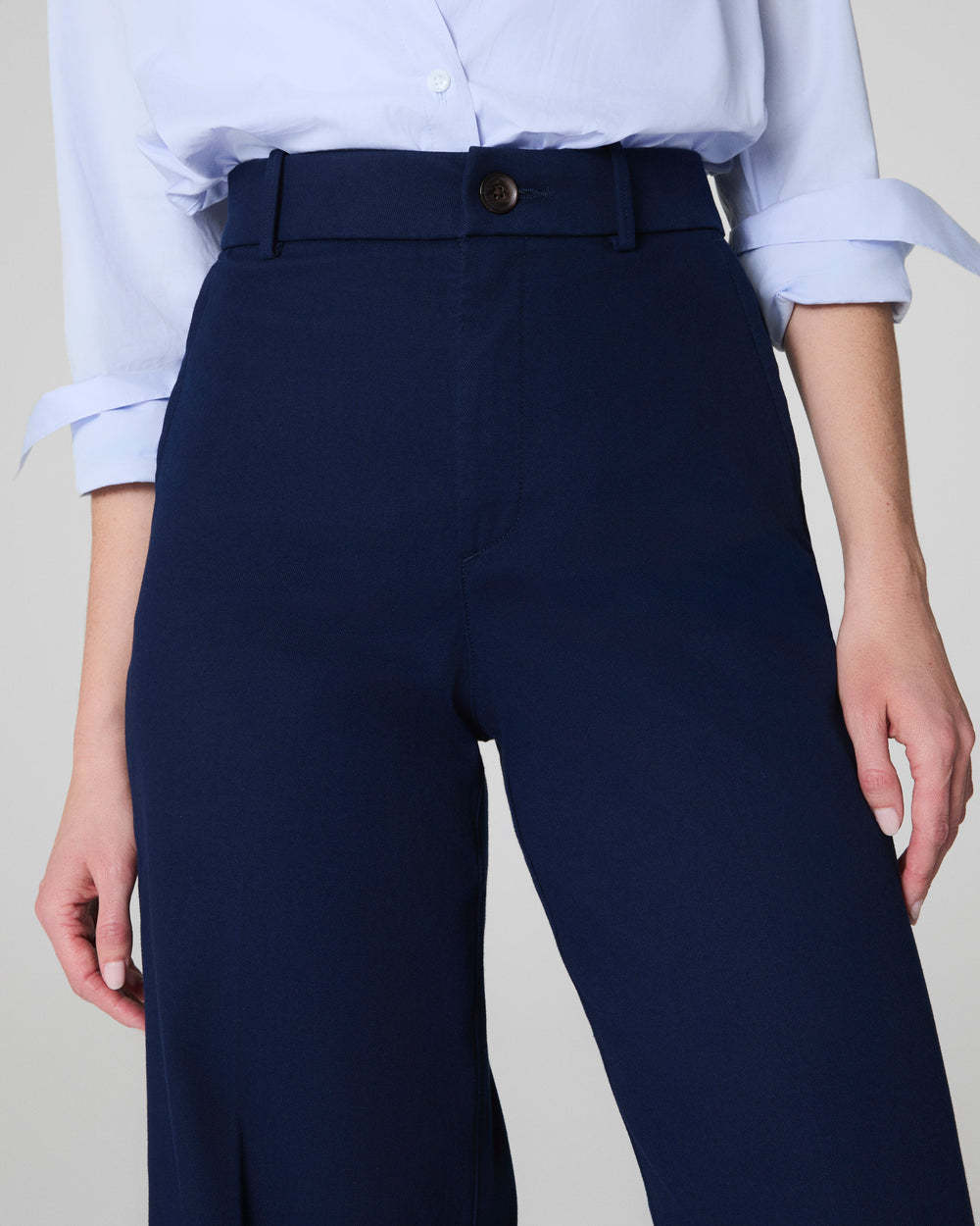 Tummy Control Twill Cropped Wide Leg Pant