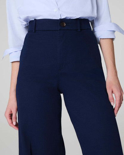 Tummy Control Twill Cropped Wide Leg Pant