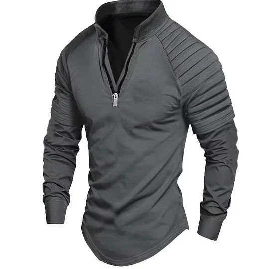 Men's Zip Long Sleeve Sports Casual Shirt
